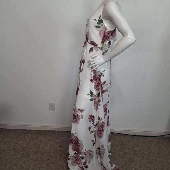 Windsor "NEW" Bohemian Floral Chiffon Cottagecore High Low Coquette Maxi Dress L - Picture 5 of 13